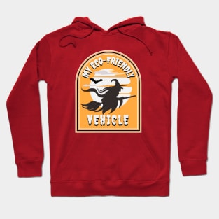 Funny Halloween Witch Flying on a Broomstick at Dusk Hoodie